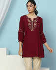 Floral Embroidered Rayon Tunic