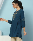 Floral Embroidered Rayon Tunic