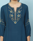 Floral Embroidered Rayon Tunic