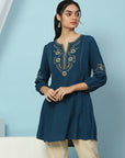 Floral Embroidered Rayon Tunic
