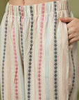 Solid Straight Rayon Slub Co-ord Set with Mirror Embroidery & Jacquard Detail