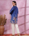 Paisley Printed A-Line Kurti with Embroidery