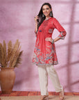 Paisley Printed A-Line Kurti with Embroidery