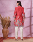 Paisley Printed A-Line Kurti with Embroidery