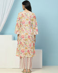 Floral Printed Straight Cotton Kurta with Tassel Detail & Printed Palazzo