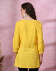 Solid A-Line Rayon Kurti with Embroidered Detail