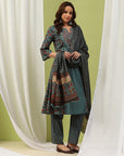 Floral Printed A-Line Cotton Kurta Set with Embroidery & Cotton Dupatta