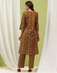 Floral Printed A-Line Cotton Kurta Set with Embroidery & Cotton Dupatta
