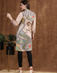 Floral Printed Poly Crepe A-Line Kurta with Mandarin Collar