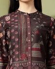 Placement Printed A-Line Poly Muslin Co-ord Set with Sewroskie Work