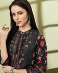 Placement Printed A-Line Poly Muslin Co-ord Set with Sewroskie Work
