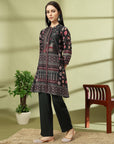Placement Printed A-Line Poly Muslin Co-ord Set with Sewroskie Work