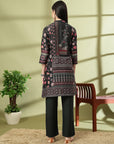 Placement Printed A-Line Poly Muslin Co-ord Set with Sewroskie Work