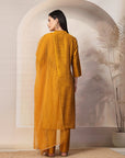 Solid Embroidered Straight Silk Kurta Set with Dupatta for Women