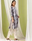 Solid Straight Kurta Set with Embroidery & Mirror Work Dupatta