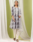 Solid Straight Kurta Set with Embroidery & Mirror Work Dupatta
