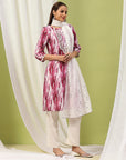 Solid Straight Kurta Set with Embroidery & Mirror Work Dupatta