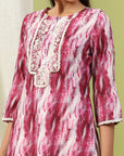 Solid Straight Kurta Set with Embroidery & Mirror Work Dupatta
