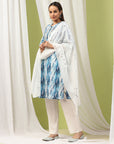 Solid Straight Kurta Set with Embroidery & Mirror Work Dupatta