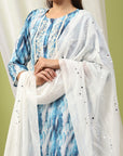Solid Straight Kurta Set with Embroidery & Mirror Work Dupatta
