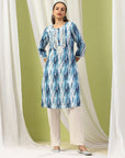 Solid Straight Kurta Set with Embroidery & Mirror Work Dupatta