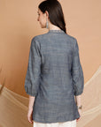 Solid Cotton Straight kurti with Ethnic Embroidery