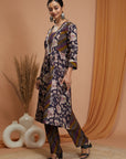 Floral Printed Modal Chanderi Kurta Set with Laced Dupatta