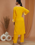 Solid A-Line Rayon Kurta Set with Lakhnavi Embroidery