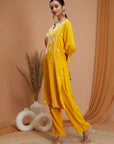 Solid A-Line Rayon Kurta Set with Lakhnavi Embroidery