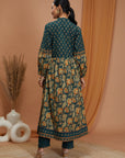 Floral Printed Cotton Cambric Flared Dress