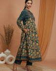 Floral Printed Cotton Cambric Flared Dress
