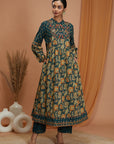 Floral Printed Cotton Cambric Flared Dress