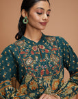Floral Printed Cotton Cambric Flared Dress