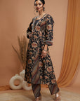 Floral Printed Modal Chanderi Kurta Set with Laced Dupatta