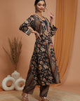 Floral Printed Modal Chanderi Kurta Set with Laced Dupatta
