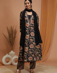 Floral Printed Modal Chanderi Kurta Set with Laced Dupatta