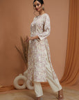 Floral Printed Eco Cotton Kurta Set with Mirror Embroidery and Dupatta