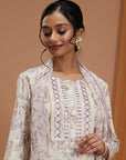 Floral Printed Eco Cotton Kurta Set with Mirror Embroidery and Dupatta