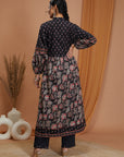 Floral Printed Cotton Cambric Flared Dress