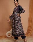 Floral Printed Cotton Cambric Flared Dress