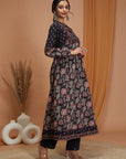 Floral Printed Cotton Cambric Flared Dress