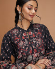Floral Printed Cotton Cambric Flared Dress