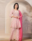 Printed Cotton Flared Kurta Set with Dupatta for Women