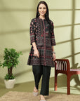 Placement Printed A-Line Poly Muslin Co-ord Set with Sewroskie Work