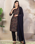 Sequin Embroidered Modal Chanderi Kurta Set with Printed Salwar & Lace Dupatta