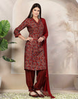 Sequin Embroidered Modal Chanderi Kurta Set with Printed Salwar & Lace Dupatta