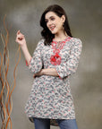Floral Printed Straight Cotton Kurti