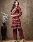Floral Printed A-Line Modal Chanderi Kurta Set