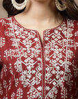 Floral Printed A-Line Modal Chanderi Kurta Set