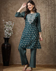 Floral Printed A-Line Modal Chanderi Kurta Set